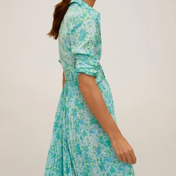 Mango Belted Pleated Midi Dress New - Picture 5 of 8